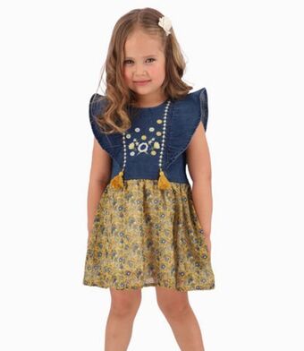 Limonada Vestido con faldón de flores bebé niña denim azul limonada oferta