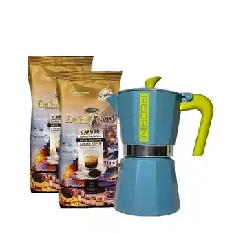 Kitchen Center Pack cafetera para 6 tzs + 1/2 kg café grano molido dolcenero oferta