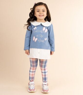 Limonada Conjunto bebé niña cuadrillé celeste oferta