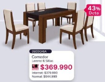 Abcdin Decocasa Comedor Lorenzi 6 Sillas oferta