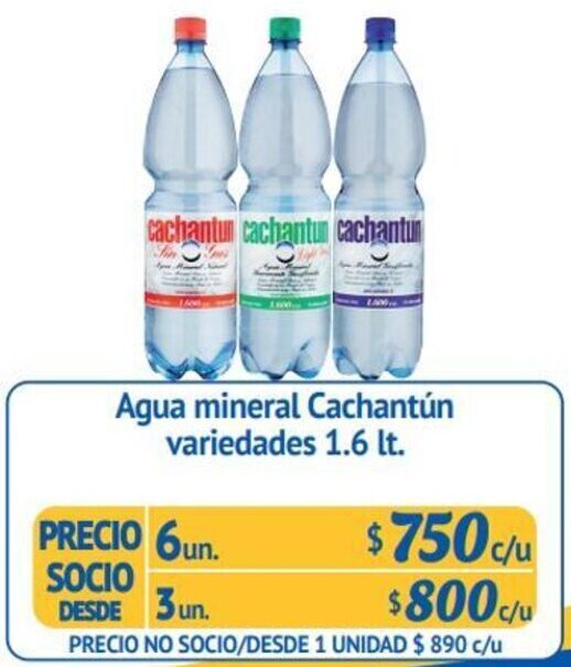 Alvi Agua Mineral Cachantún 3un x 1,6L oferta