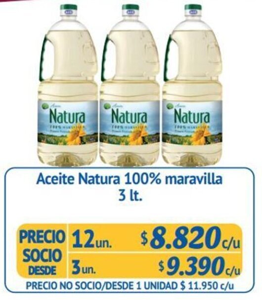 Aceite Natura Maravilla 3un x 3lt oferta en Alvi