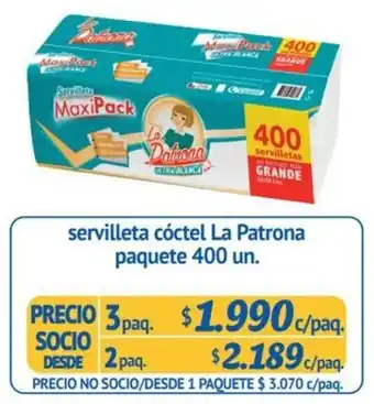Alvi Servilleta Cóctel La Patrona 2 paq. x 400 un. oferta