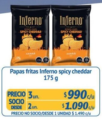 Alvi Papas Fritas Inferno Spicy Cheddar 2 un x 175g oferta