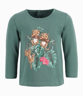 Limonada Polera bebé niña leopardo y hojas verde oferta