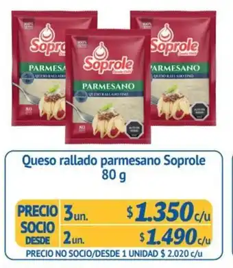 Alvi Queso Rallado Parmesano Soprole 2 un x 80g oferta