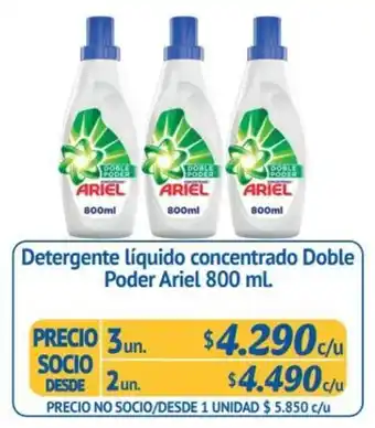 Alvi Detergente Líquido Concentrado Doble Poder Ariel 2 un x 800ml oferta