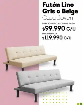 Tottus Futón Lino Gris o Beige Casa Joven oferta