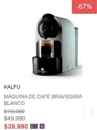 Ripley Kalfu Máquina de Cafe Bravissima Blanco oferta