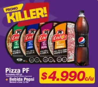 OK Market Pizza PF variedades 425g + Bebida PEPSI normal o zero 1,5lt oferta
