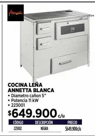 Construmart Cocina leña anneta blanca oferta