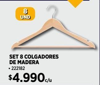 Construmart Set 8 colgadores de madera oferta