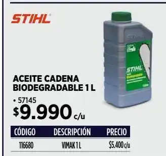 Construmart Aceite para cadena de motosierra stihl 1 lt oferta