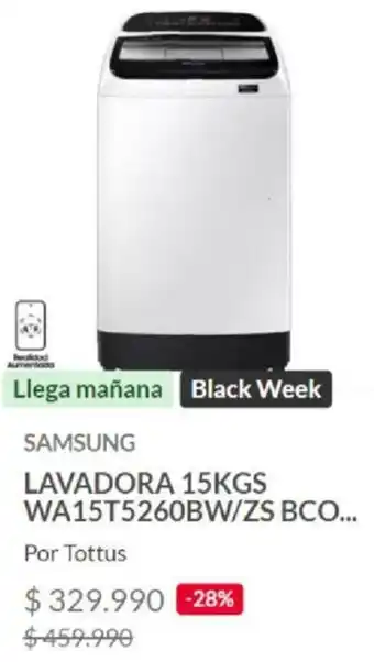 Tottus Samsung Lavadora 15kg oferta