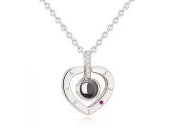 Collar corazon te amo en 100 idiomas plateado