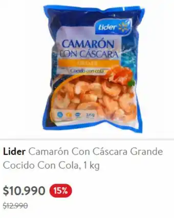 Lider Camarón con Cáscara Grande Cocido con Cola 1kg