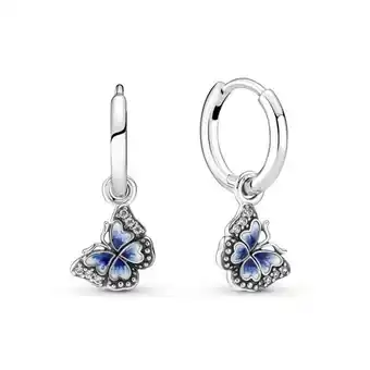 Aretes de aro mariposa azul