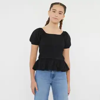 Polera niña panal manguitas negro