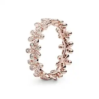 Pandora Anillo campo de margaritas deslumbrantes cz clara recubrimiento en oro rosa de 14k oferta