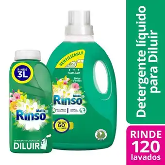 Detergente líquido rinso botella 3 l + rinso diluible 500 ml