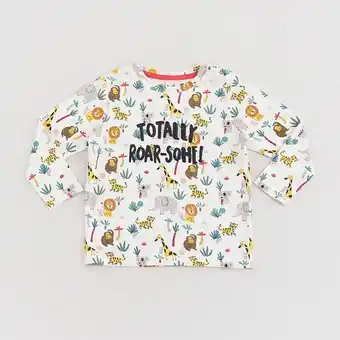 Polera bebe niño manga larga full print blanco