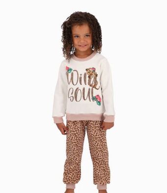 Pijama niña animal print beige