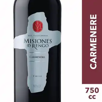 Vino carmenere 750cc misiones de rengo
