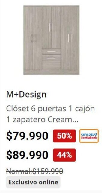 Easy M+Design Clóset 6 puertas 1 cajón 1 zapatero Cream... oferta