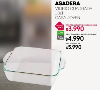 Tottus ASADERA VIDRIO CUADRADA 1.8LT CASA JOVEN oferta