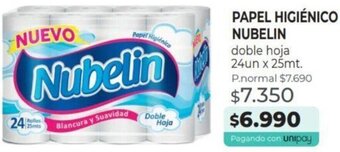 Mayorista 10 PAPEL HIGIÉNICO NUBELIN doble hoja 24un x 25mt. oferta