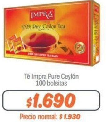 Mayorista 10 Té Impra Pure Ceylon 100 bolsitas oferta