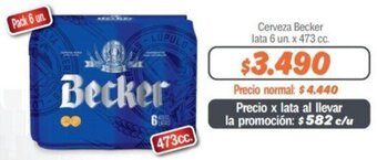 Mayorista 10 Cerveza Becker lata 6 un. x 473 cc. oferta