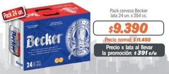 Mayorista 10 Pack cerveza Becker lata 24 un. x 354 cc. oferta