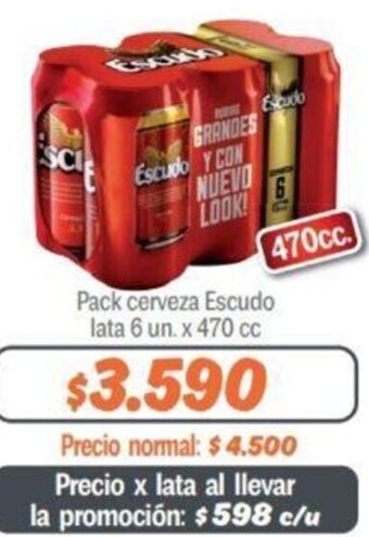 Mayorista 10 Pack cerveza Escudo lata 6 un. x 470 cc oferta