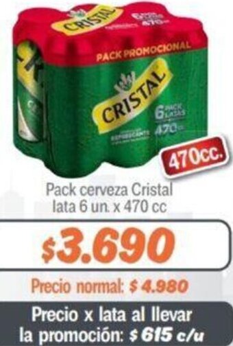 Mayorista 10 Pack cerveza Cristal lata 6 un. x 470 cc oferta