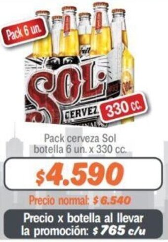 Mayorista 10 Pack cerveza Sol botella 6 un. x 330 cc. oferta