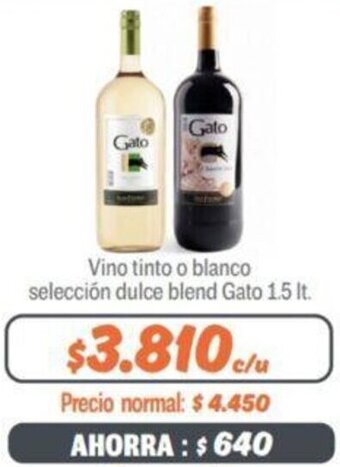 Mayorista 10 Vino tinto o blanco selección dulce blend Gato 1.5 lt. oferta