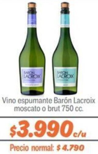 Mayorista 10 Vino espumante Barón Lacroix moscato o brut 750 cc. oferta