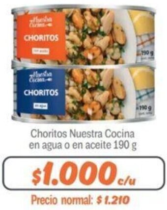 Mayorista 10 Choritos Nuestra Cocina en agua o en aceite 190 g oferta