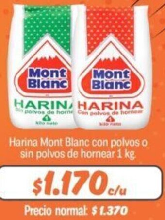 Mayorista 10 Harina Mont Blanc con polvos o sin polvos de hornear 1 kg. oferta