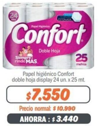 Mayorista 10 Papel higiênico Confort doble hoja display 24 un. x 25 mt. oferta