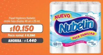 Mayorista 10 Papel Higiénico Nubelin doble hoja display 40 un x 25 mt. oferta