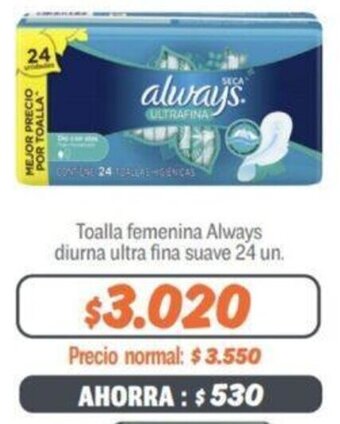Mayorista 10 Toalla femenina Always diurna ultra fina suave 24 un. oferta