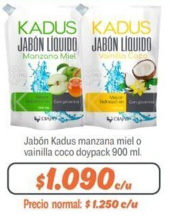 Mayorista 10 Jabón Kadus manzana miel o vainilla coco doypack 900 ml. oferta