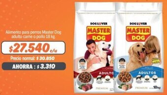 Mayorista 10 Alimento para perros Master Dog adulto carne o pollo 18 kg. oferta