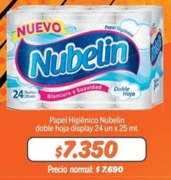 Mayorista 10 Papel Higiénico Nubelin doble hoja display 24 un x 25 mt. oferta