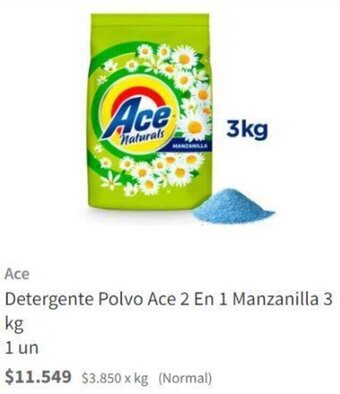 Santa Isabel Ace Detergente Polvo Ace 2 En 1 Manzanilla 3 kg oferta