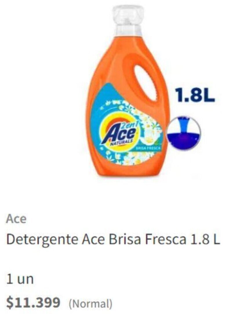 Santa Isabel Ace Detergente Ace Brisa Fresca 1.8 L oferta