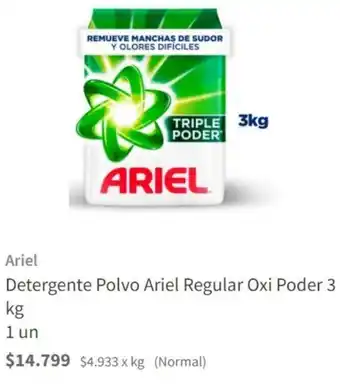 Ariel Detergente Polvo Ariel Regular Oxi Poder 3 kg