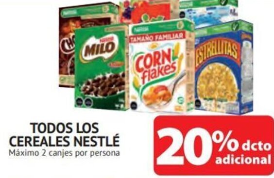 Alvi TODOS LOS CEREALES NESTLÉ Máximo 2 canjes por persona oferta